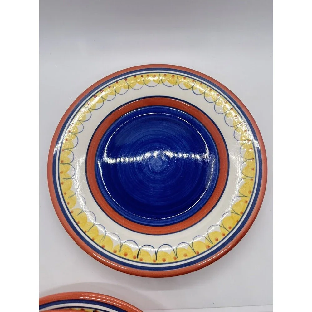 Pier 1 Del Sol Handpainted Earthenware Dessert Salad Plates Set of Three 8 1/2